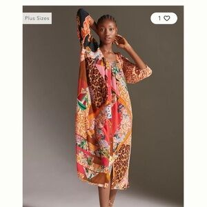 RARE Anthropologie Geisha Designs Collage Midi Dress Size XXS